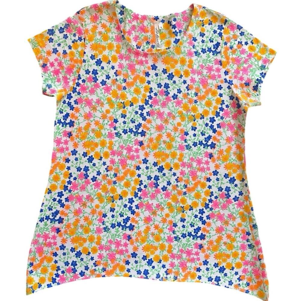 Lulu-B Vibrant Multicolor Moisture Wicking Hanker-chief Hem Like New | EUC